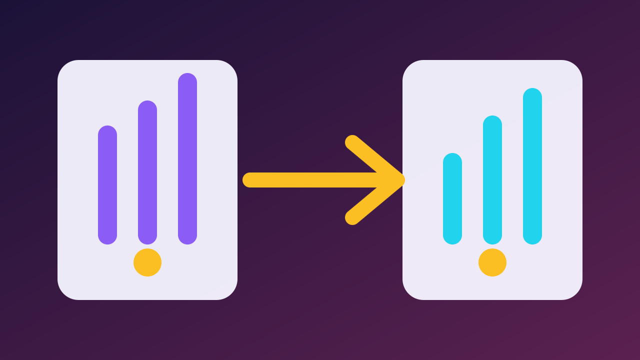 Original abstract illustration comparing two operating-performance panels connected by an outlook arrow.