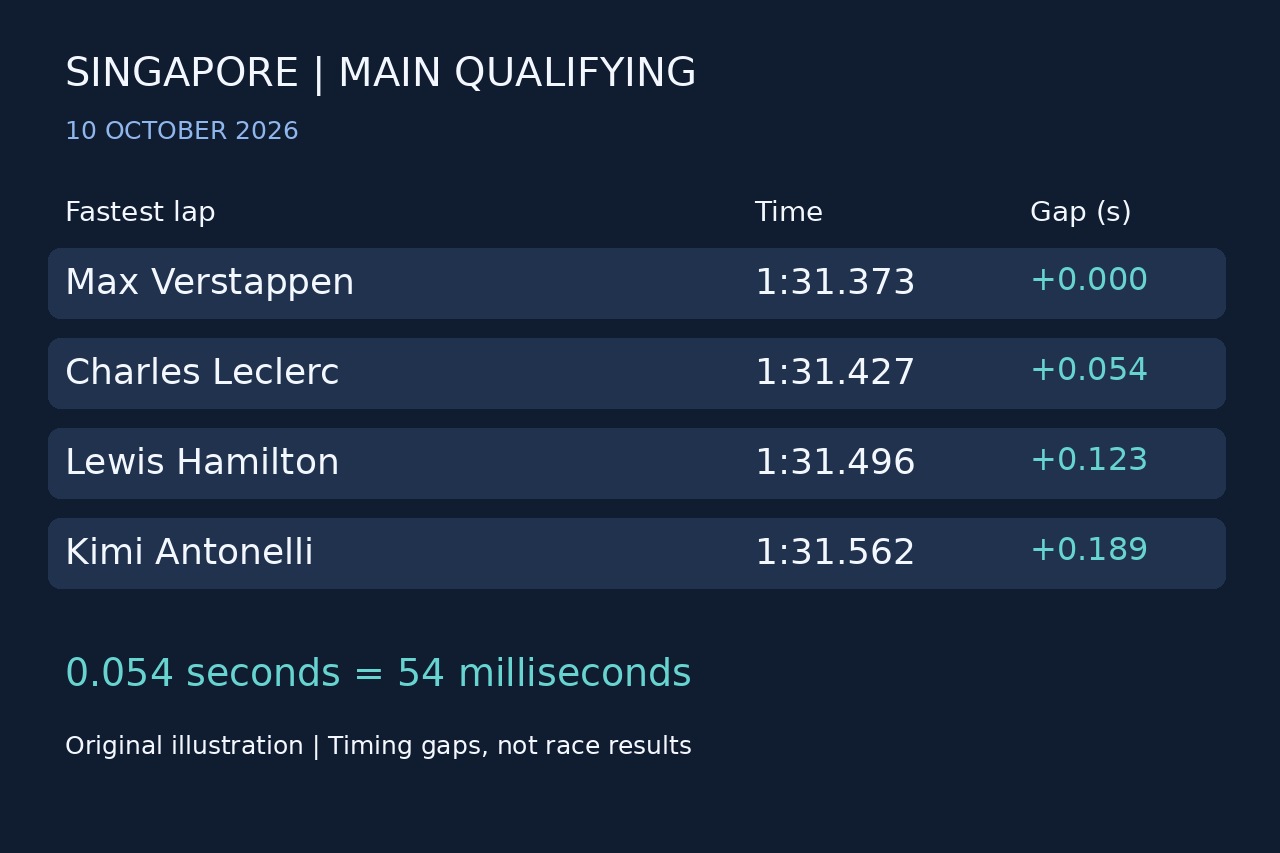Original illustration of the top four Singapore qualifying times and gaps to pole.