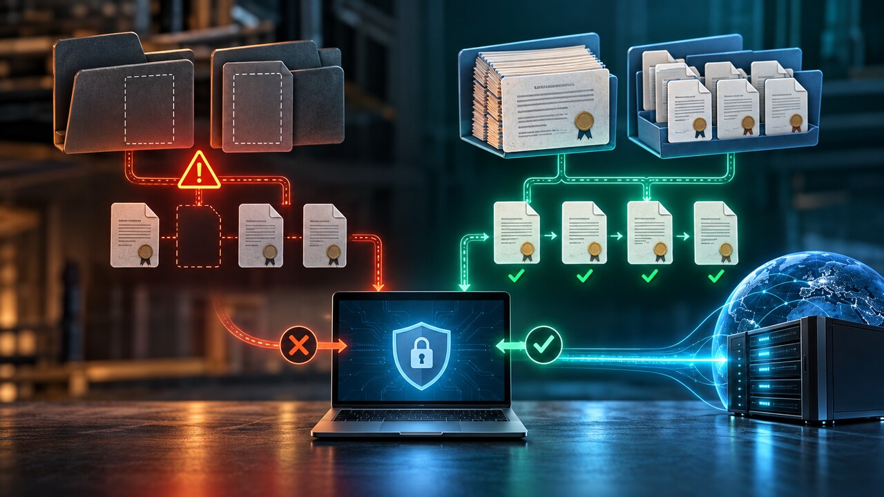 欠落した証明書ストアと有効な PEM バンドル、ハッシュ化 CA ディレクトリを比較するオリジナルイラスト。