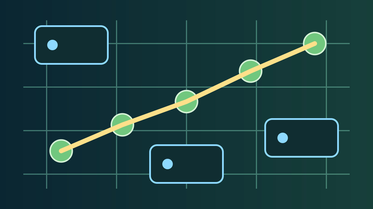 Original abstract illustration of monitoring nodes, a data path and a measurement grid.