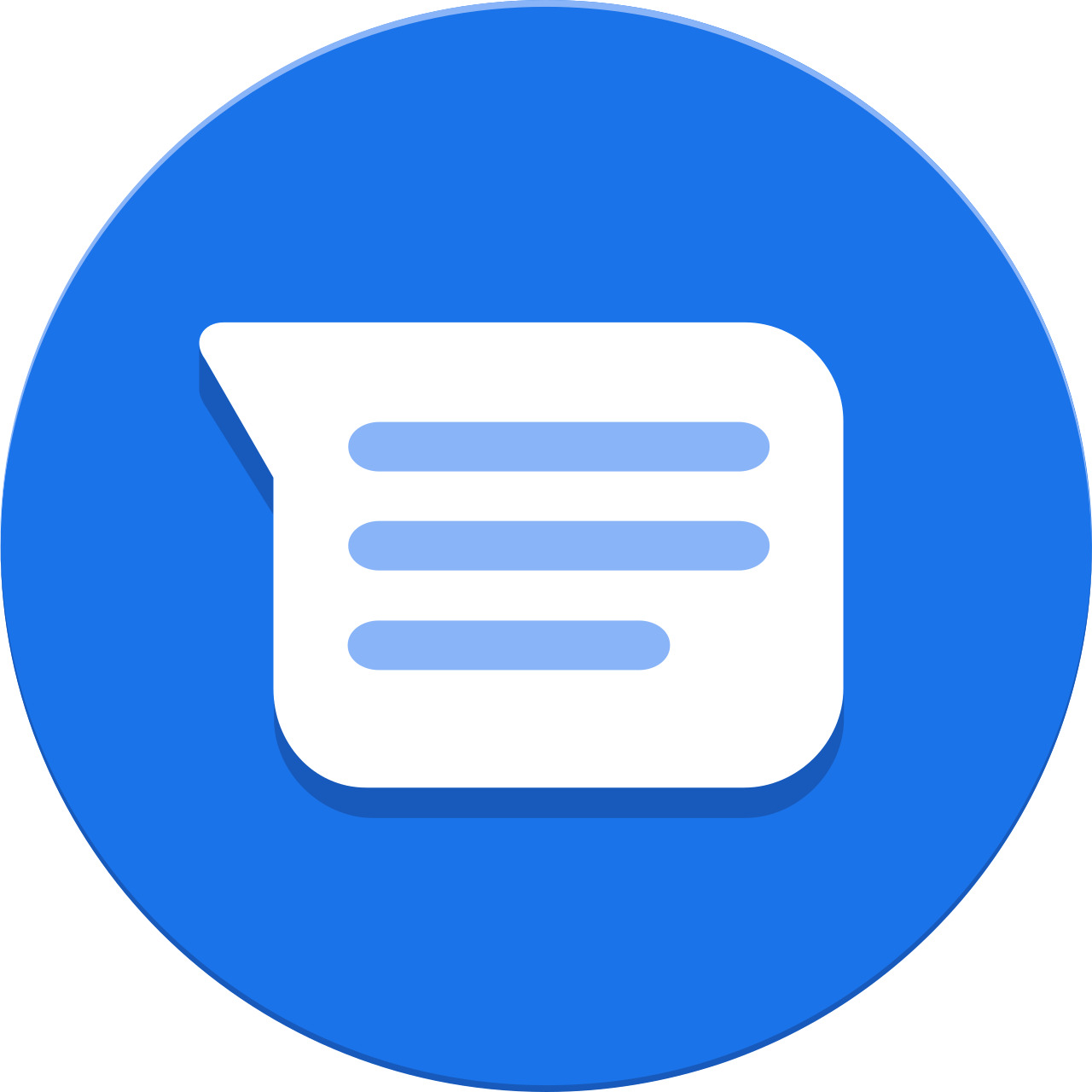 白色背景上的蓝色圆形 Google Messages 标志。