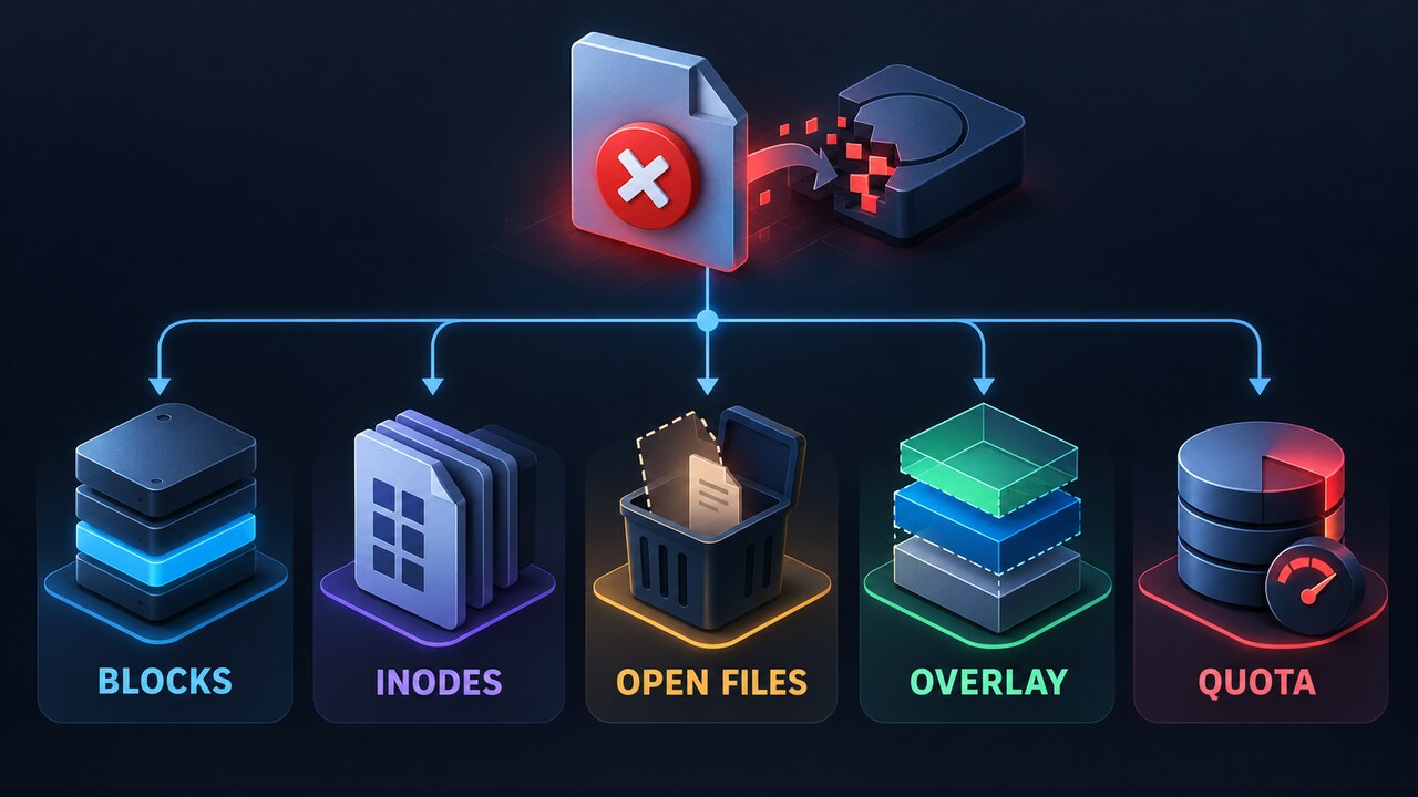¿Linux dice “No space left on device” aunque df muestra espacio? Comprueba primero la ruta exacta que falló