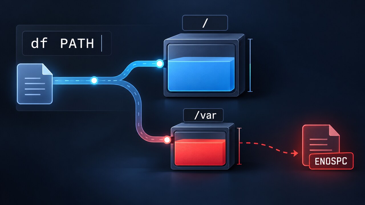 ¿Linux dice “No space left on device” aunque df muestra espacio? Comprueba primero la ruta exacta que falló