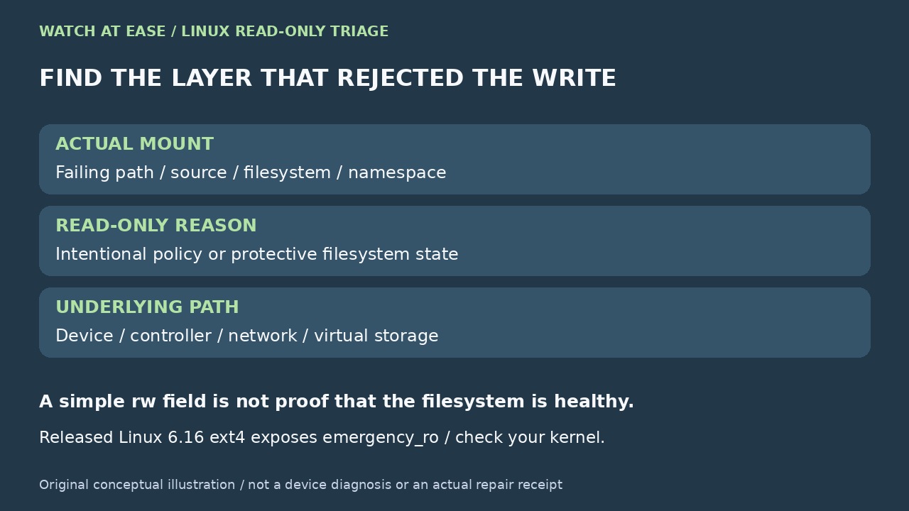 Original editorial illustration: Identify the read-only layer before attempting recovery