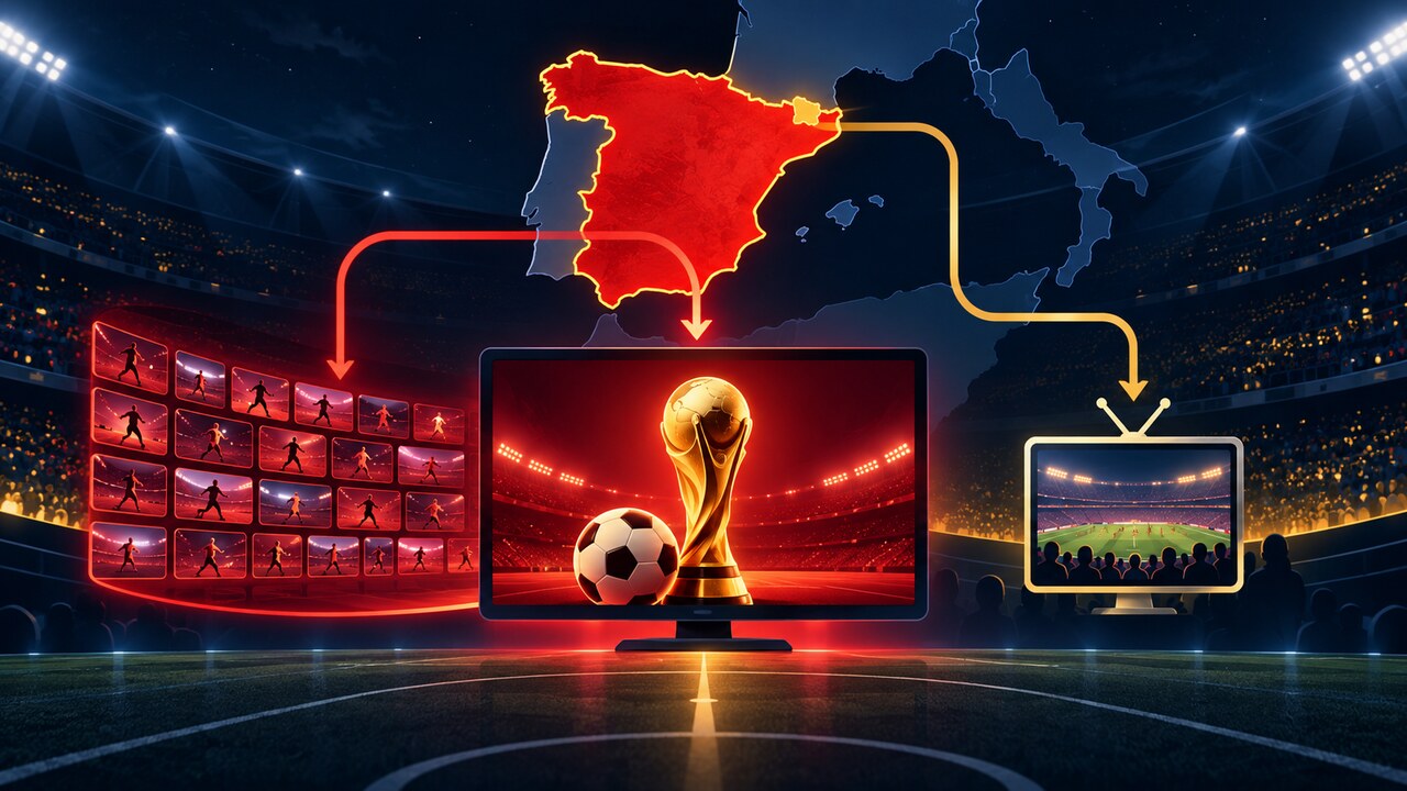 スペインとアンドラのW杯視聴経路を示すオリジナルイラスト